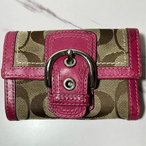 Coach Pink Leather Trim Wallet